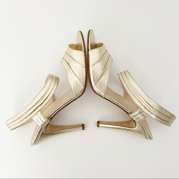 Kate Spade Helen Sandal Gold Metallic Heels - Picture 5 of 12